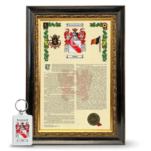 Goens Framed Armorial History and Keychain - Heirloom