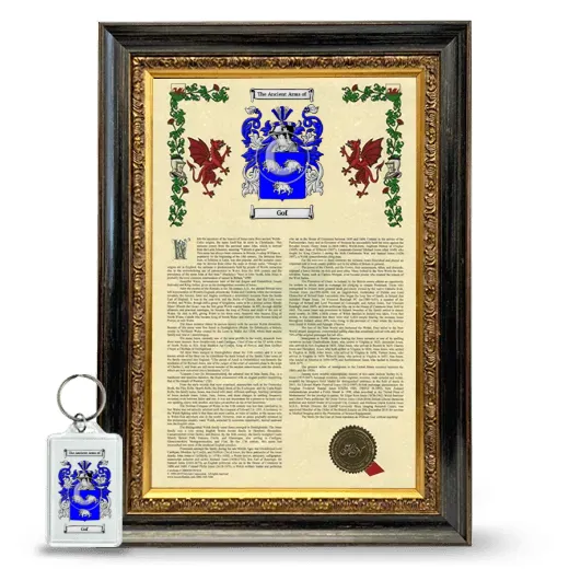 Gof Framed Armorial History and Keychain - Heirloom