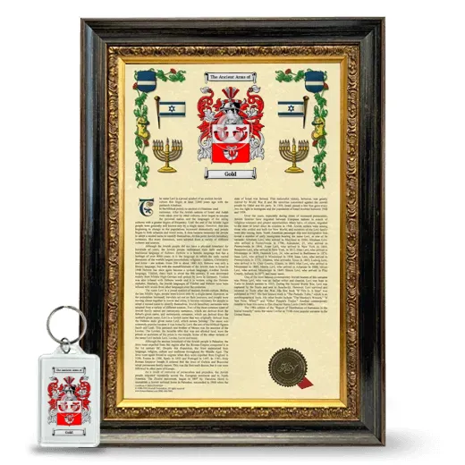 Gold Framed Armorial History and Keychain - Heirloom