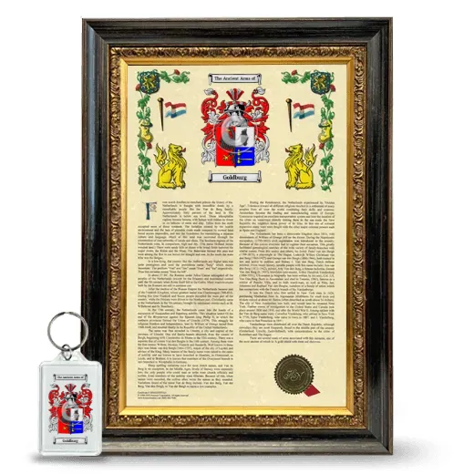 Goldburg Framed Armorial History and Keychain - Heirloom