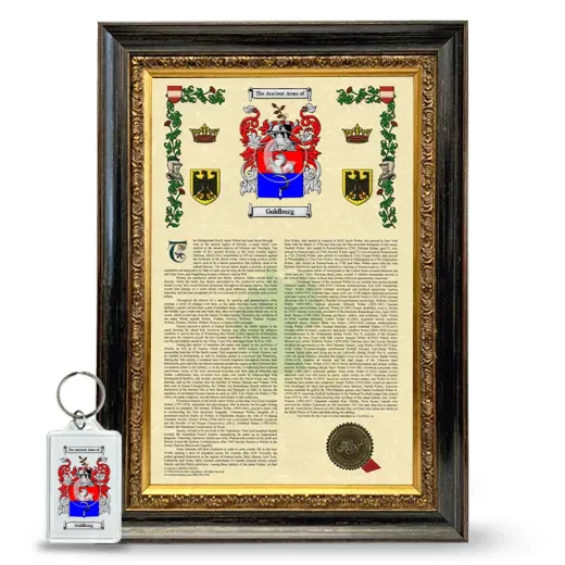 Goldburg Framed Armorial History and Keychain - Heirloom