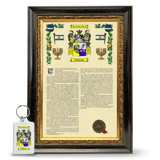 Goldburger Framed Armorial History and Keychain - Heirloom