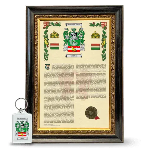 Gombar Framed Armorial History and Keychain - Heirloom