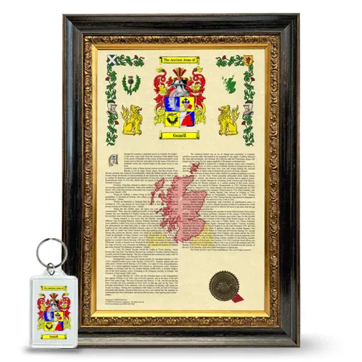Gonell Framed Armorial History and Keychain - Heirloom