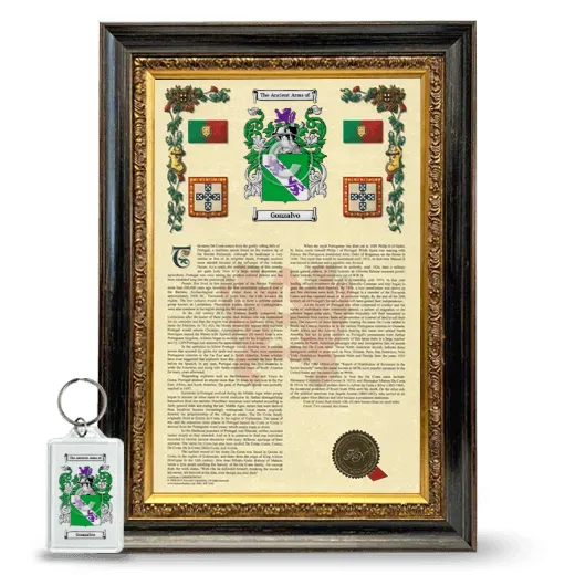 Gonzalvo Framed Armorial History and Keychain - Heirloom