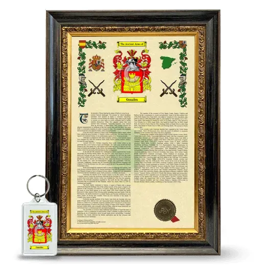 Gonzles Framed Armorial History and Keychain - Heirloom