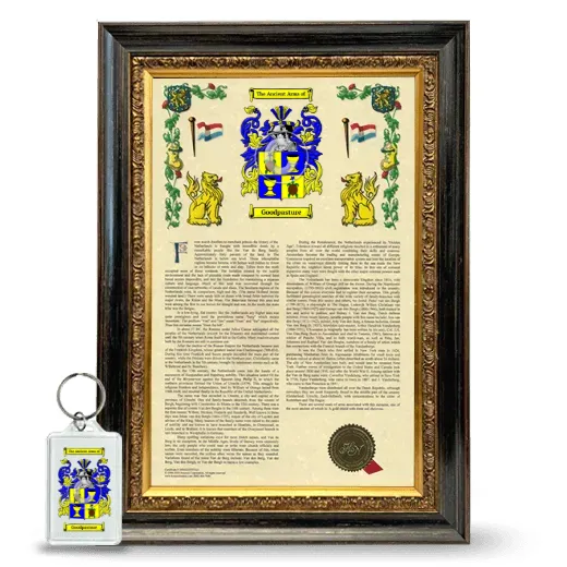 Goodpasture Framed Armorial History and Keychain - Heirloom