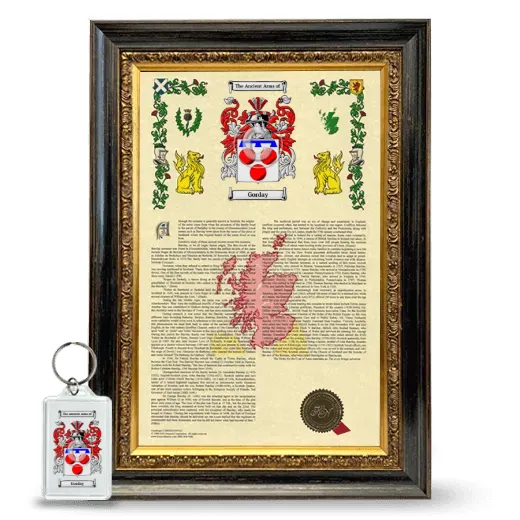 Gorday Framed Armorial History and Keychain - Heirloom
