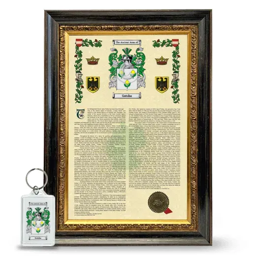 Gotsha Framed Armorial History and Keychain - Heirloom