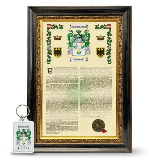 Gottschall Framed Armorial History and Keychain - Heirloom