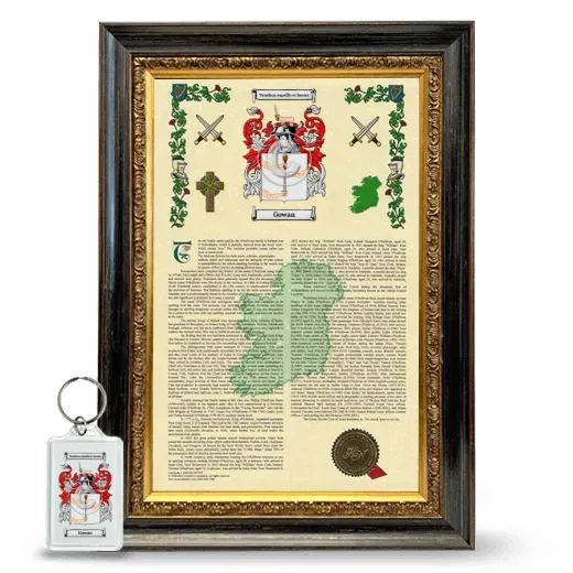 Gowan Framed Armorial History and Keychain - Heirloom