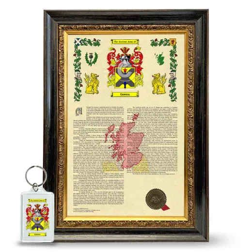 Gowen Framed Armorial History and Keychain - Heirloom
