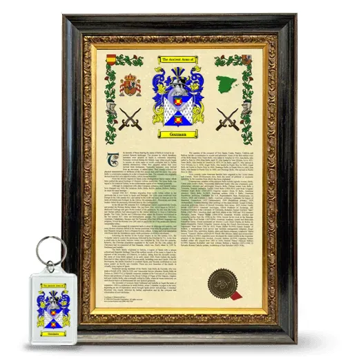 Gozman Framed Armorial History and Keychain - Heirloom