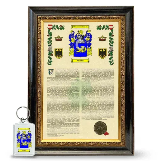 Graffin Framed Armorial History and Keychain - Heirloom