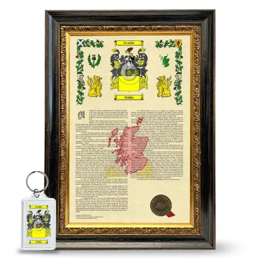 Grahn Framed Armorial History and Keychain - Heirloom