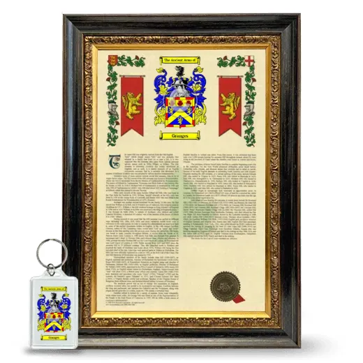 Granges Framed Armorial History and Keychain - Heirloom