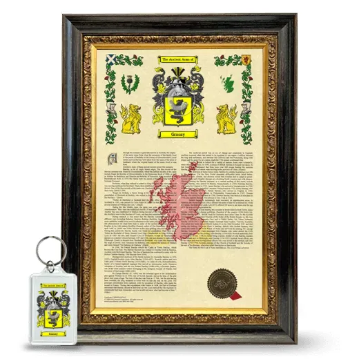 Grasay Framed Armorial History and Keychain - Heirloom