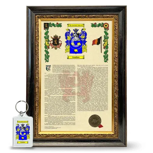 Grauben Framed Armorial History and Keychain - Heirloom