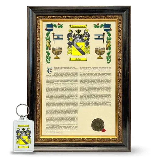 Greber Framed Armorial History and Keychain - Heirloom