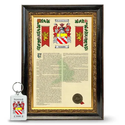 Greensides Framed Armorial History and Keychain - Heirloom