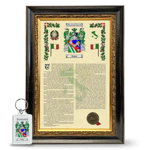 Gregor Framed Armorial History and Keychain - Heirloom