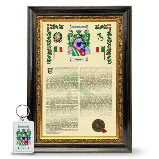 Gregoria Framed Armorial History and Keychain - Heirloom