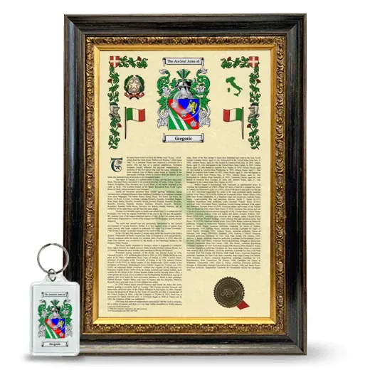 Gregoric Framed Armorial History and Keychain - Heirloom