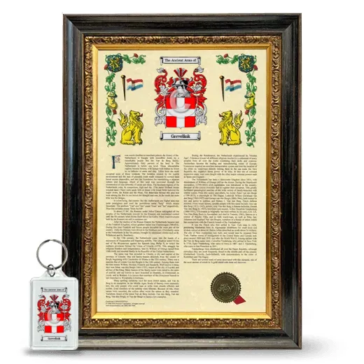 Grevelink Framed Armorial History and Keychain - Heirloom