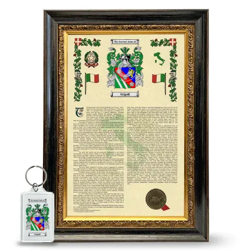 Grigoli Framed Armorial History and Keychain - Heirloom