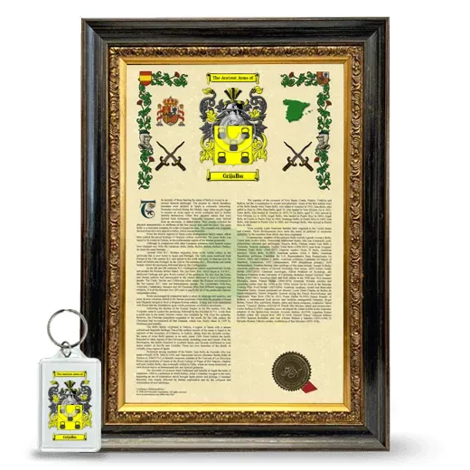 Grijalba Framed Armorial History and Keychain - Heirloom
