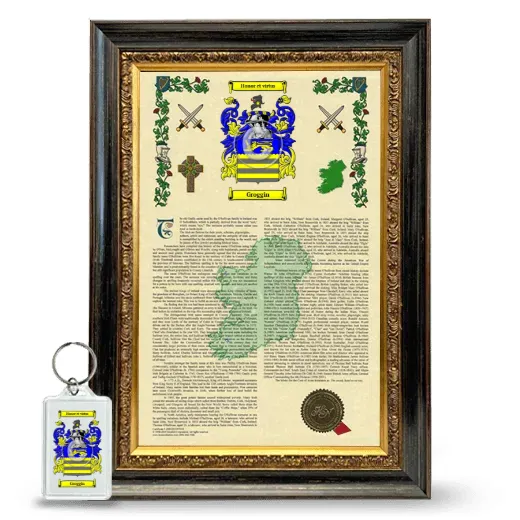 Groggin Framed Armorial History and Keychain - Heirloom