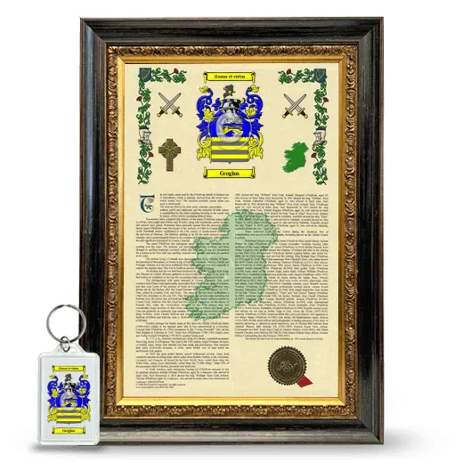 Grogins Framed Armorial History and Keychain - Heirloom