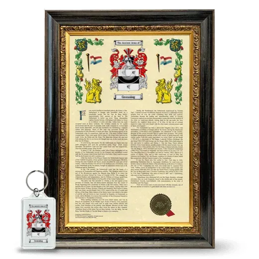 Gronning Framed Armorial History and Keychain - Heirloom