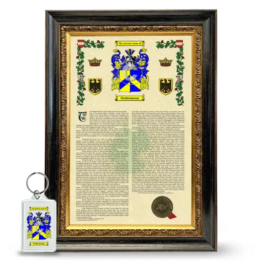 Grubermann Framed Armorial History and Keychain - Heirloom