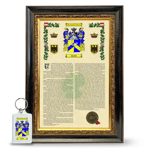 Gruebe Framed Armorial History and Keychain - Heirloom