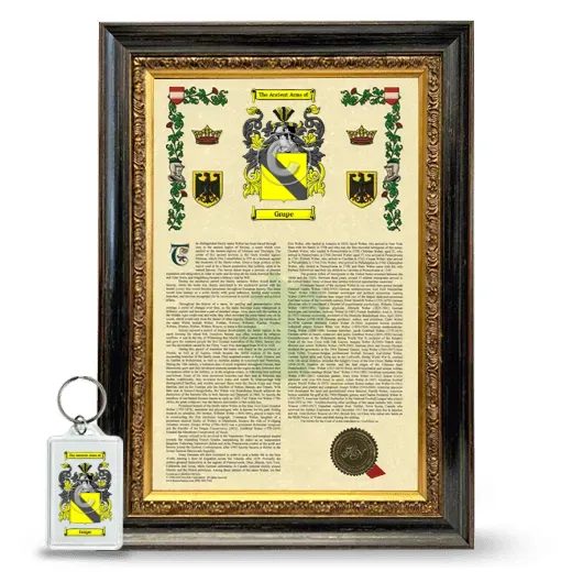 Grupe Framed Armorial History and Keychain - Heirloom