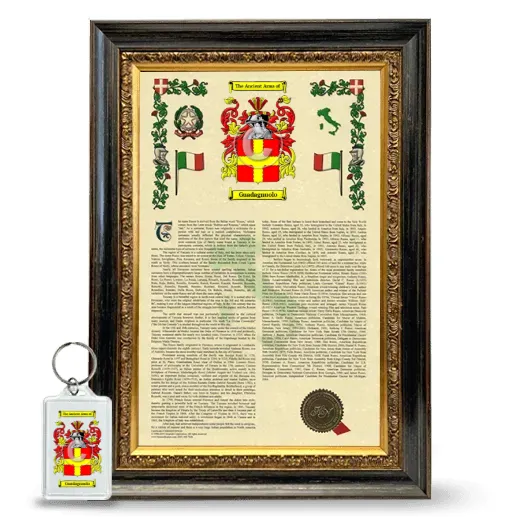 Guadagnuolo Framed Armorial History and Keychain - Heirloom