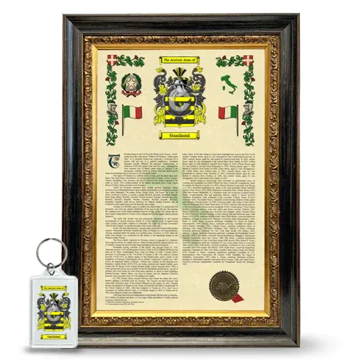 Guarinoni Framed Armorial History and Keychain - Heirloom