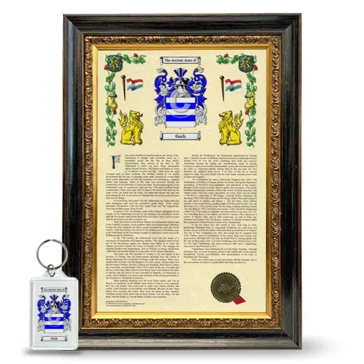 Guch Framed Armorial History and Keychain - Heirloom