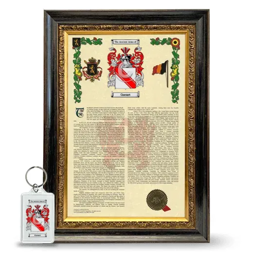 Guenet Framed Armorial History and Keychain - Heirloom