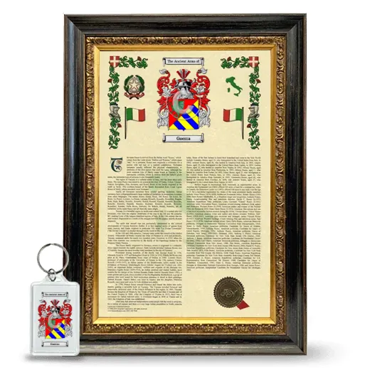 Guerra Framed Armorial History and Keychain - Heirloom