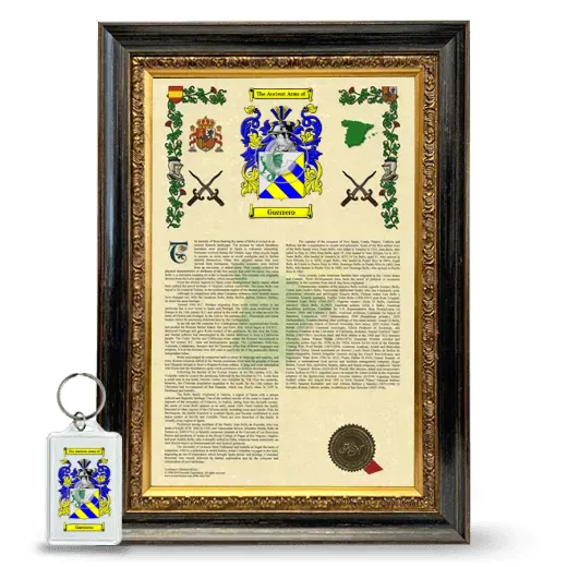 Guerrero Framed Armorial History and Keychain - Heirloom
