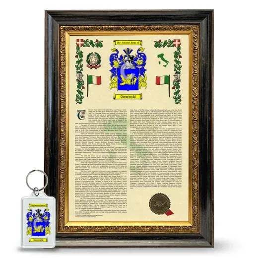 Guerreschi Framed Armorial History and Keychain - Heirloom