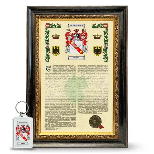 Guesel Framed Armorial History and Keychain - Heirloom
