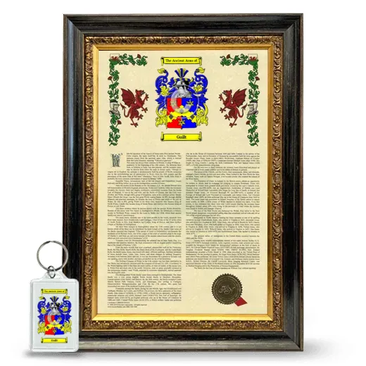 Guilt Framed Armorial History and Keychain - Heirloom