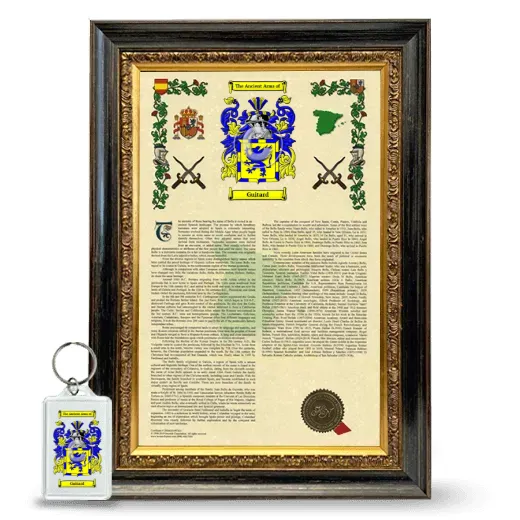Guitard Framed Armorial History and Keychain - Heirloom