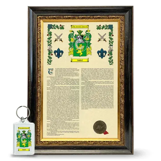 Guitel Framed Armorial History and Keychain - Heirloom