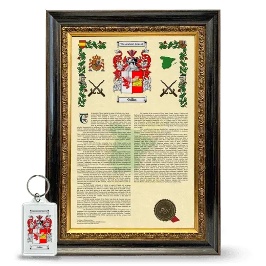Gullas Framed Armorial History and Keychain - Heirloom