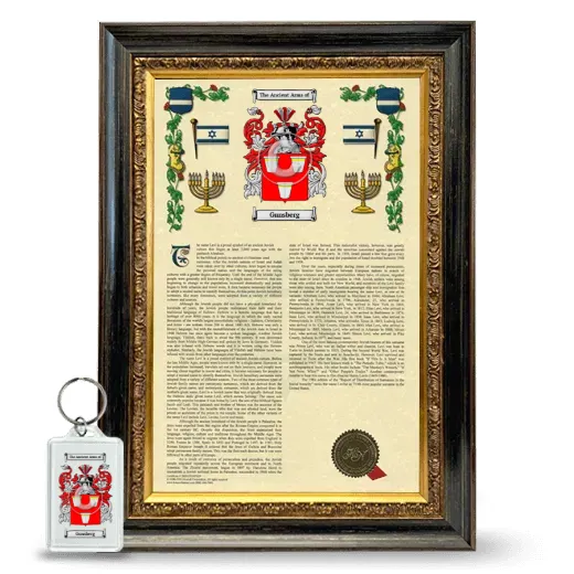 Gunsberg Framed Armorial History and Keychain - Heirloom