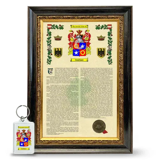 Gunthner Framed Armorial History and Keychain - Heirloom